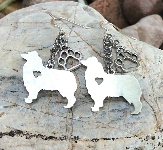 Australian Shepherd dog drop earrings stainless steel aussie shepherd jewelry animal themed jewellery dangle earrings Christmas gift