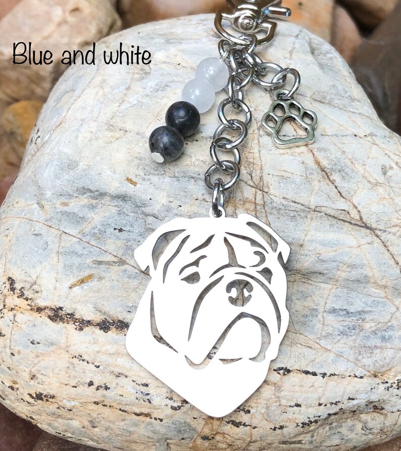 English Bulldog Dog Keychain Pet Key Chain Stainless Steel Etsy
