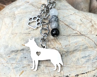 Blue Heeler dog keychain, Red heeler, Cattle dog key chain, pet keychain, key chain, pet bag charm, heeler jewelry, dog jewellery, Christmas