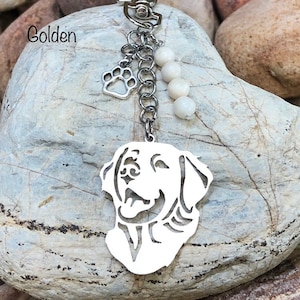 Golden Retriever dog keychain, stainless steel key chain, bag charm, pet keepsake, golden retriever jewelry, animal jewellery, Christmas image 1