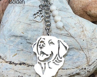 Golden Retriever dog keychain, stainless steel key chain, bag charm, pet keepsake, golden retriever jewelry, animal jewellery, Christmas