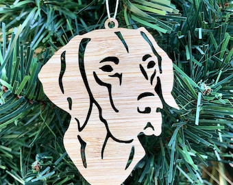 Vizsla dog bamboo wood christmas ornament, Hungarian Vizsla dog face tree ornament, xmas hanging decoration