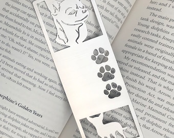 Chihuahua stainless steel bookmark, dog bookmark, chihuahua dog gift, lasercut stainless steel book mark, Christmas