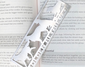 Golden Retriever stainless steel bookmark, dog bookmark, golden retriever dog gift, lasercut stainless steel book mark, Christmas