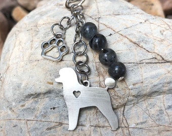 Poodle gemstone key chain - dog keychain - bag charm - pet keepsake - poodle jewelry - jewellery - animal
