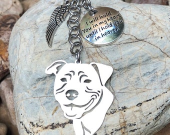 Staffordshire Terrier pet memorial dog keychain, staffy keepsake key chain, dog bag charm, Staffordshire Terrier jewelry, pet loss