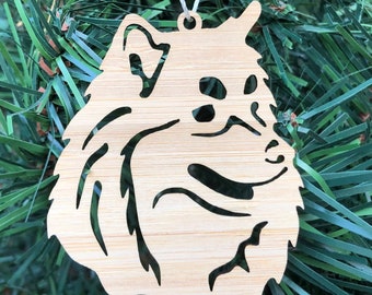 Finnish Lapphund dog laser cut christmas ornament, lappie dog tree ornament, xmas hanging decoration, Christmas, gift, wood, bamboo, acrylic