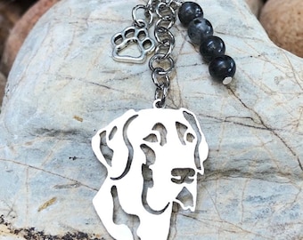 Great Dane dog keychain - pet keepsake - pet key chain - pet bag charm - great dane jewelry - dog lover - dog jewellery - dog face keychain