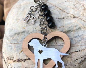 Labrador dog keychain - pet keepsake - pet key chain - pet bag charm - labrador jewelry - dog lover - dog jewellery - dog keychain - wood