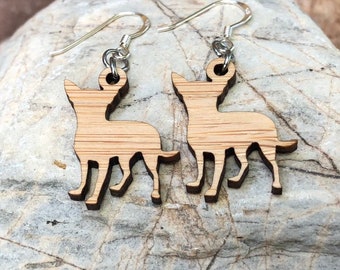 Chihuahua dog wood earrings - drop earrings - dog earrings - dog lover jewelry - dog gift - chihuahua jewelry - pet