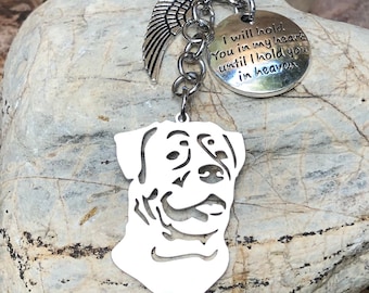Rottweiler dog pet memorial keychain - pet keepsake - pet loss key chain - dog bag charm - rainbow bridge gift - dog jewellery