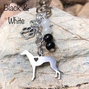 Greyhound dog keychain, stainless steel gemstone dog bag charm, dog key chain, greyhound jewelry, jewellery, pet key ring, Christmas, gift