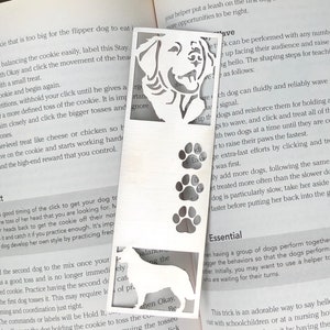 Golden Retriever stainless steel bookmark, dog bookmark, golden retriever dog gift, lasercut stainless steel book mark, Christmas image 1