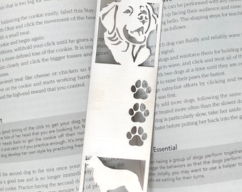 Golden Retriever stainless steel bookmark, dog bookmark, golden retriever dog gift, lasercut stainless steel book mark, Christmas