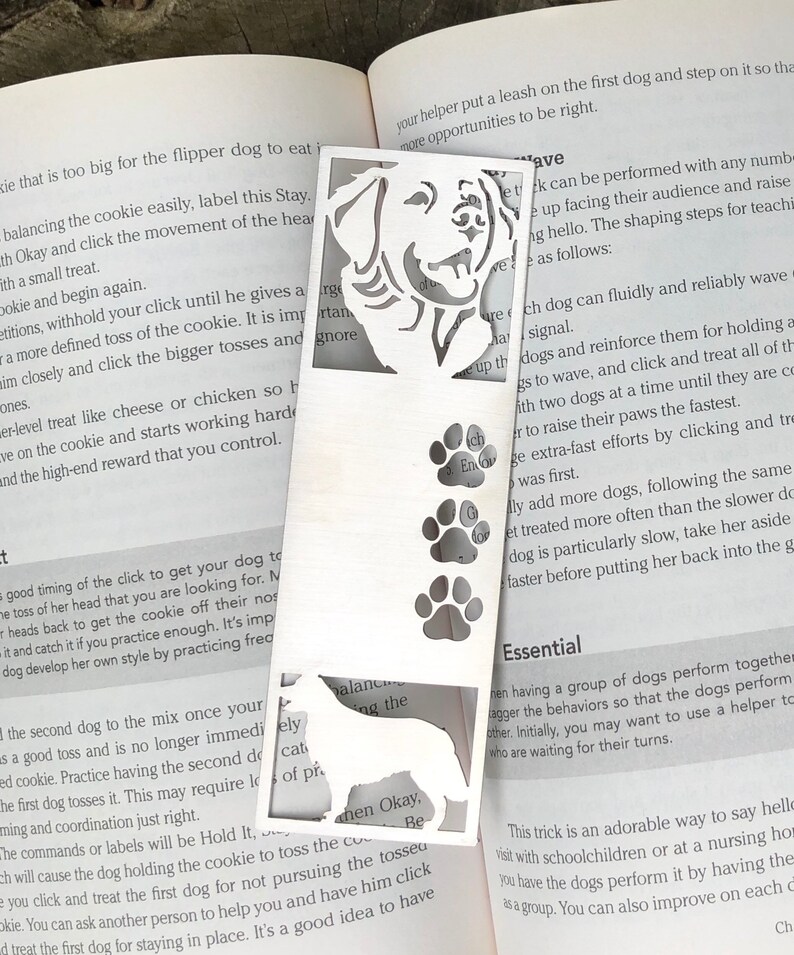 Golden Retriever stainless steel bookmark, dog bookmark, golden retriever dog gift, lasercut stainless steel book mark, Christmas image 1