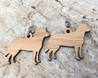 Heeler dog lasercut earrings, stainless steel drop earrings, dog earrings, cattle dog dog lover jewelry, dog jewelry, Christmas gift