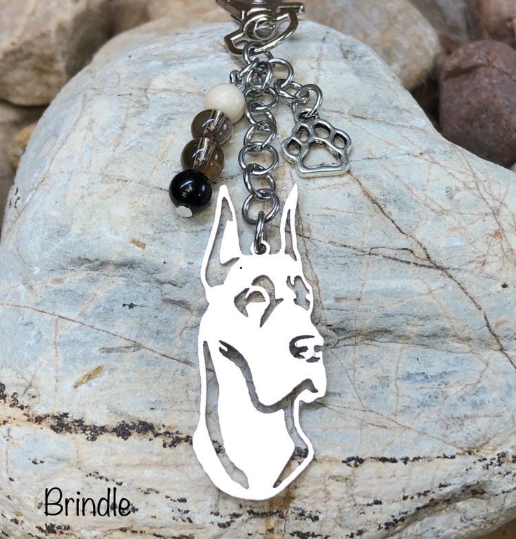 Great Dane dog keychain - pet keepsake - pet key chain - pet bag