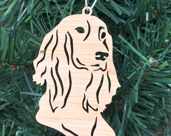 Irish Setter dog bamboo wood christmas ornament, Irish setter dog face tree ornament, xmas hanging decoration