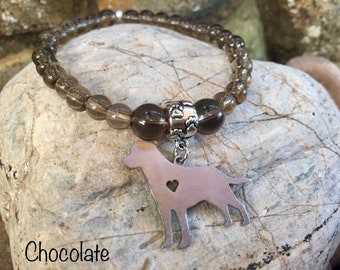 Labrador dog bracelet - gemstone beaded bracelet - labrador jewelry - dog themed jewellery - animal