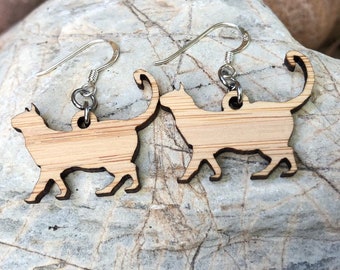 Siamese cat earrings - drop earrings - cat earrings - cat lover jewelry - cat gift - siamese jewelry - pet - Christmas - laser cut