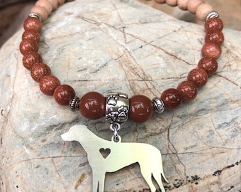 Rhodesian Ridgeback dog mala gemstone bracelet -ridgeback jewellery - dog themed jewelry - animal