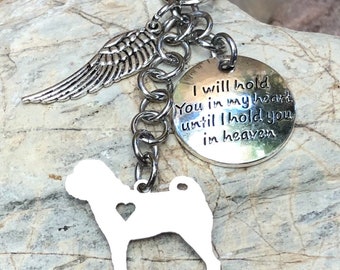 Shar Pei dog memorial keychain, stainless steel pet key chain, dog bag charm, pet loss, dog memorial, shar pei jewelry, jewellery, pet