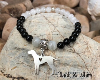 Dalmatian gemstone bracelet - dog bracelet - dalmatian jewellery - dog jewelry - gemstone bracelet - beaded jewelry - dog lover - gift - dog