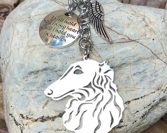 Borzoi dog pet memorial keychain, pet keepsake, pet loss key chain, pet bag charm, borzoi jewelry, dog jewellery, jewelry