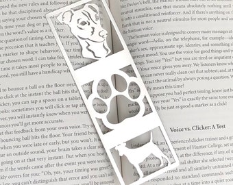 Jack Russell stainless steel bookmark, dog bookmark, jack russell dog gift, lasercut stainless steel book mark, Christmas, large paw