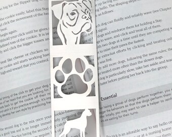 Boxer stainless steel bookmark, dog bookmark, boxer dog gift, lasercut stainless steel book mark, Christmas