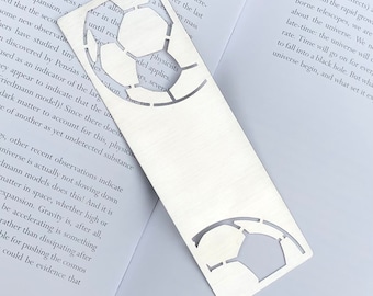 Football Soccer stainless steel bookmark, sport bookmark, football gift, lasercut stainless steel book mark, Christmas, two balls