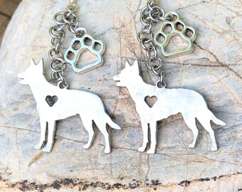 Kelpie dog earrings, dog dangle earrings, australian kelpie jewelry, animal themed jewellery, Christmas