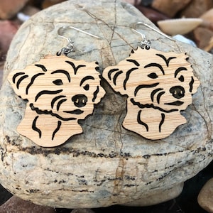 Maltese dog earrings, drop earrings, dog earrings, dog lover jewelry, dog gift, maltese dog jewellery, lasercut, Christmas