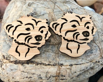 Maltese dog earrings, drop earrings, dog earrings, dog lover jewelry, dog gift, maltese dog jewellery, lasercut, Christmas
