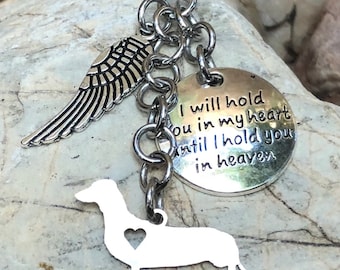 Dachshund dog pet memorial keychain - pet keepsake - pet loss key chain - dog bag charm - rainbow bridge gift - dog jewellery - jewelry