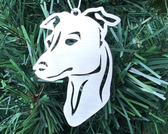 Italian Greyhound dog stainless steel hanging christmas ornament, Italian Greyhound dog face tree ornament, xmas hanging decoration