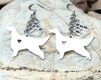 Irish Setter dog drop earrings, dangle dog earrings, irish setter jewelry, animal themed jewellery, Christmas gift