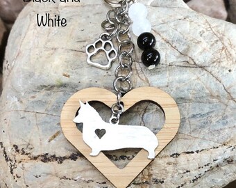 Pembroke Corgi gemstone key chain- dog keychain - pet bag charm - pet keepsake - corgi jewelry - jewellery - animal