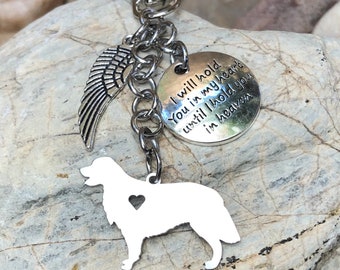 Golden Retriever dog pet memorial keychain, pet keepsake, pet loss key chain, rainbow bridge bag charm, golden retriever jewellery