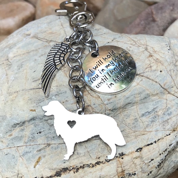 Golden Retriever dog pet memorial keychain, pet keepsake, pet loss key chain, rainbow bridge bag charm, golden retriever jewellery