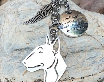Bull Terrier dog memorial keychain, pet keepsake, pet loss key chain, bag charm, pet loss key chain, bull terrier jewelry, jewellery