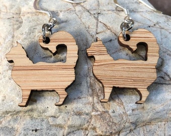 Maine Coon cat wood earrings - drop earrings - cat earrings - cat lover jewelry - cat gift - maine coon jewelry - pet - bamboo - laser cut