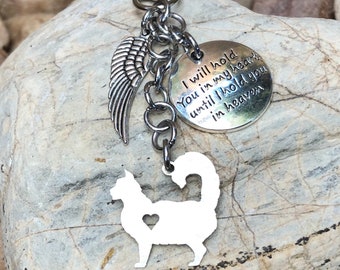 Maine Coon cat memorial keychain - pet loss keychain - pet memorial - cat key chain - maine coon jewelry - pet keepsake - cat lover - cat ba