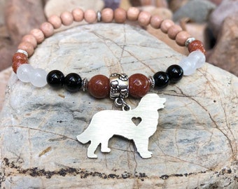 Bernese Mountain dog mala gemstone bracelet - dog lover - dog jewellery - Bernese mountain dog jewelry - gemstone bracelet - pet