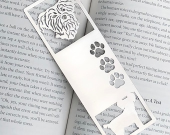 Morkie stainless steel bookmark, dog bookmark, morkie dog gift, lasercut stainless steel book mark, Christmas, three paw