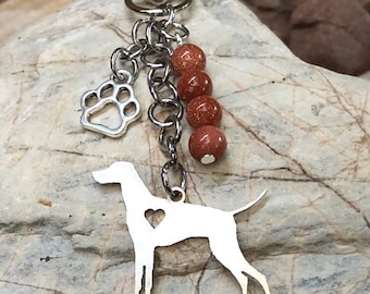 Vizsla dog keychain, stainless steel dog key chain, bag charm, pet jewellery, keepsake, hungarian vizsla jewelry, animal, Christmas, gift