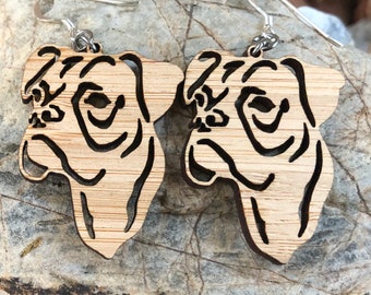 Boxer dog earrings, drop earrings, dog earrings, dog lover jewelry, dog gift, boxer face dog jewellery, lasercut, Christmas