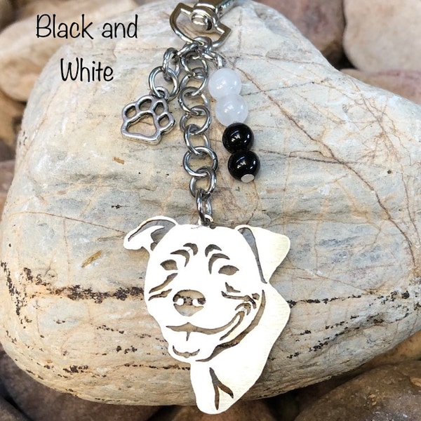 Staffordshire Bull Terrier dog keychain, dog key chain, bag charm, pet keepsake, staffy jewelry, staffie jewellery, animal, Christmas, gift