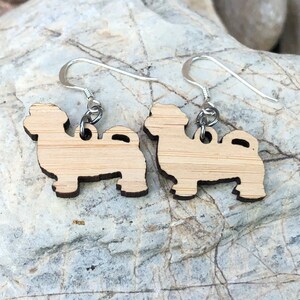 Maltese dog earrings, drop earrings, dog earrings, dog lover jewelry, dog gift, maltese dog jewellery, lasercut, Christmas