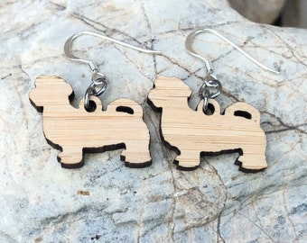 Maltese dog earrings, drop earrings, dog earrings, dog lover jewelry, dog gift, maltese dog jewellery, lasercut, Christmas